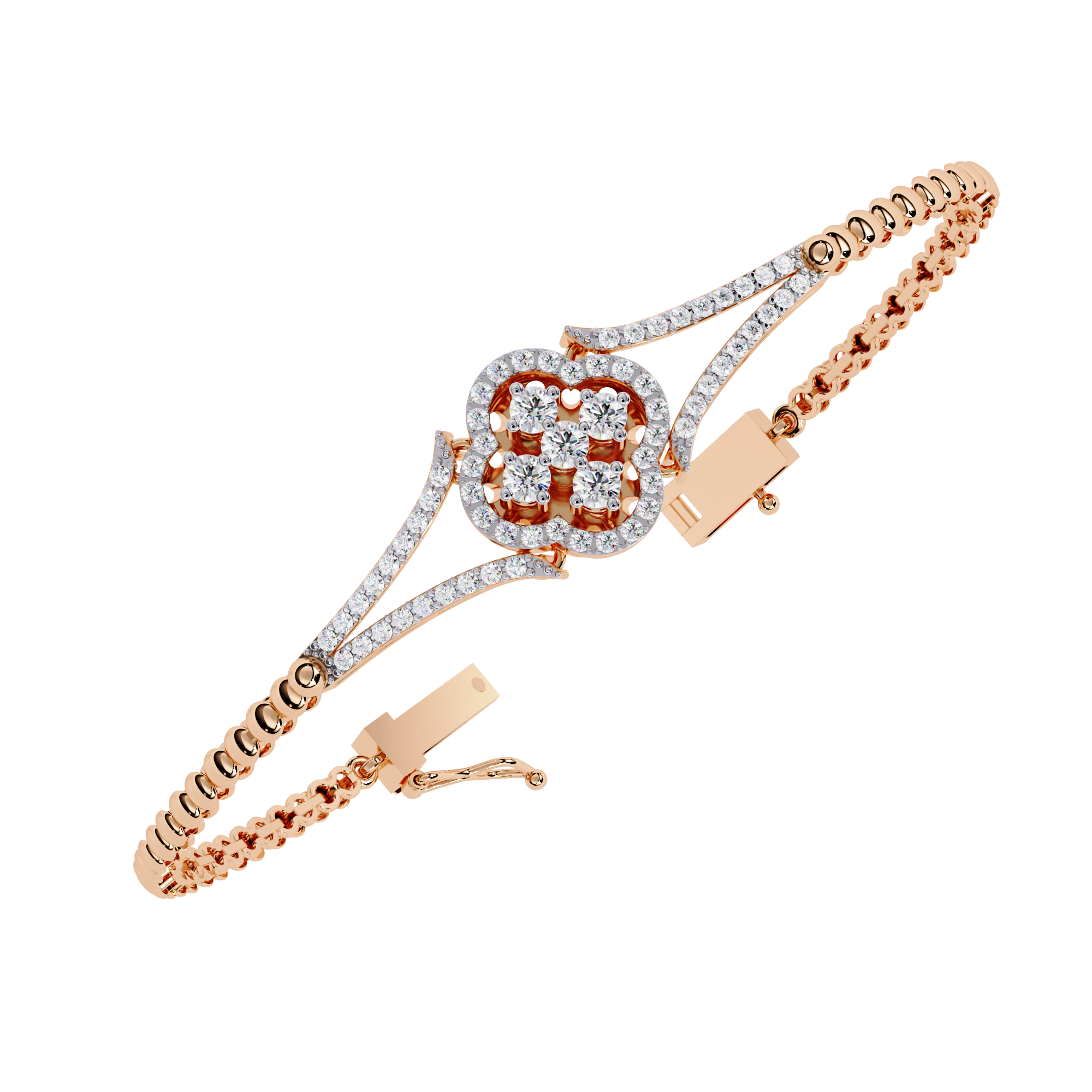 Solitairekart 0.5ct Clover Natural Diamond Bracelet-HI Color, VS-SI Clarity